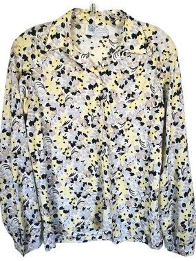 Vtg Cape Cod Match Mates Ditsy Floral Button Down Shirt Long Sleeve Retro Mod M